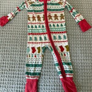 Little Sleepies Red, Green, White Gingerbread & Stocking Footed One-Piece